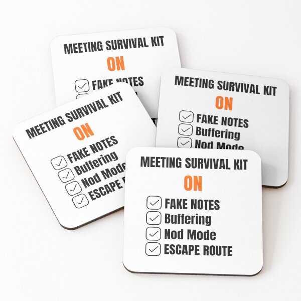 Item preview, Meeting Survival Kit (ON) – Coffee, Mute Button, Fake Smile, Exit Plan designed and sold by Teenomix.
