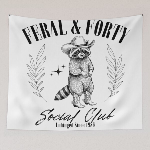 Item preview, Feral and Forty Social Club Since 1986 designed and sold by 9morethan9®.