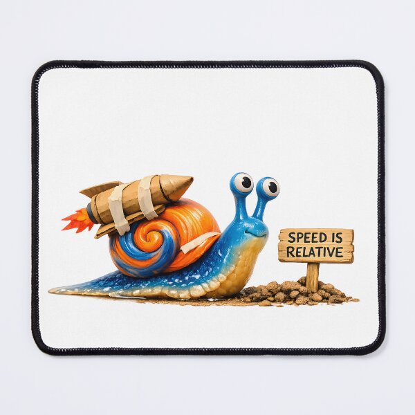 Item preview, Speed Is Relative – Funny Snail Rocket Humor Illustration designed and sold by BTBArtwork.