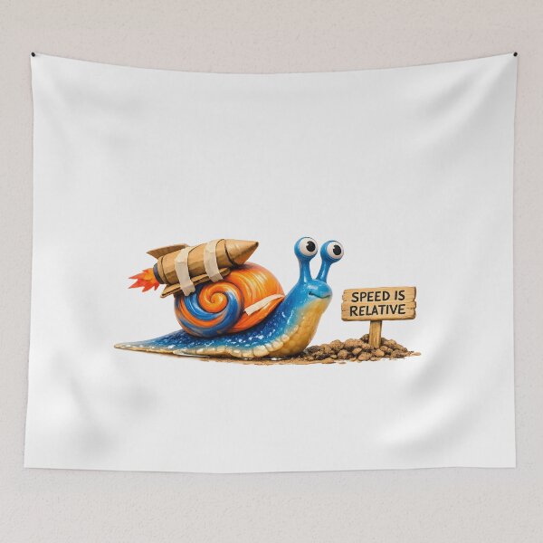 Item preview, Speed Is Relative – Funny Snail Rocket Humor Illustration designed and sold by BTBArtwork.