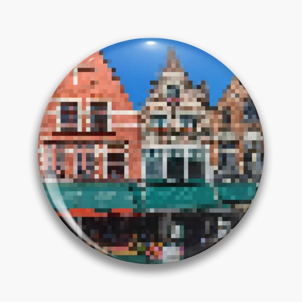 Item preview, Pixelated Bruges Market Square Scene designed and sold by Potato Quality Prints.