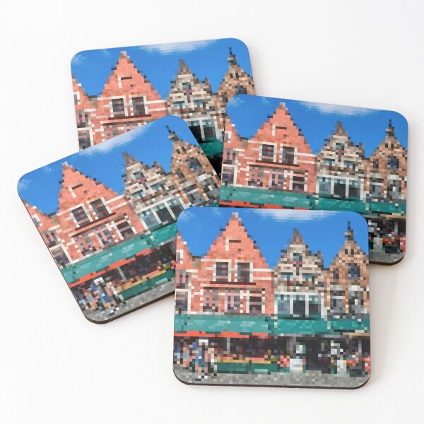 Item preview, Pixelated Bruges Market Square Scene designed and sold by Potato Quality Prints.
