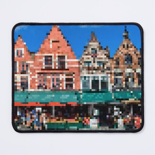 Item preview, Pixelated Bruges Market Square Scene designed and sold by Potato Quality Prints.