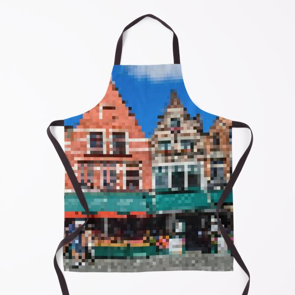 Item preview, Pixelated Bruges Market Square Scene designed and sold by Potato Quality Prints.