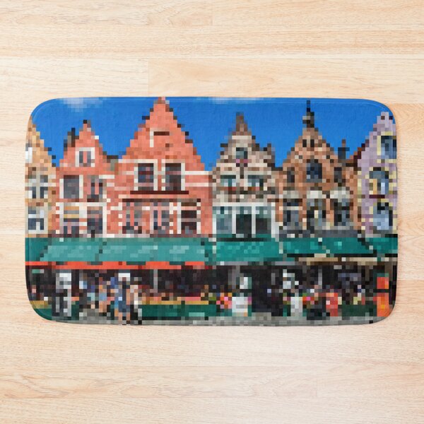 Item preview, Pixelated Bruges Market Square Scene designed and sold by Potato Quality Prints.