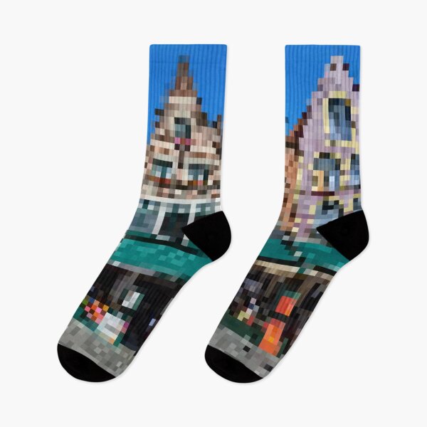 Item preview, Pixelated Bruges Market Square Scene designed and sold by Potato Quality Prints.