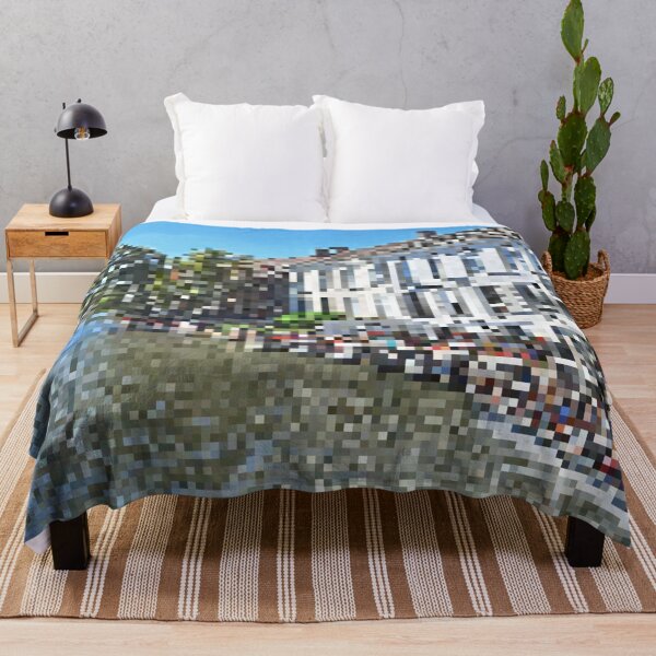 Item preview, Pixelated Canal Lined Buildings Scene designed and sold by Potato Quality Prints.