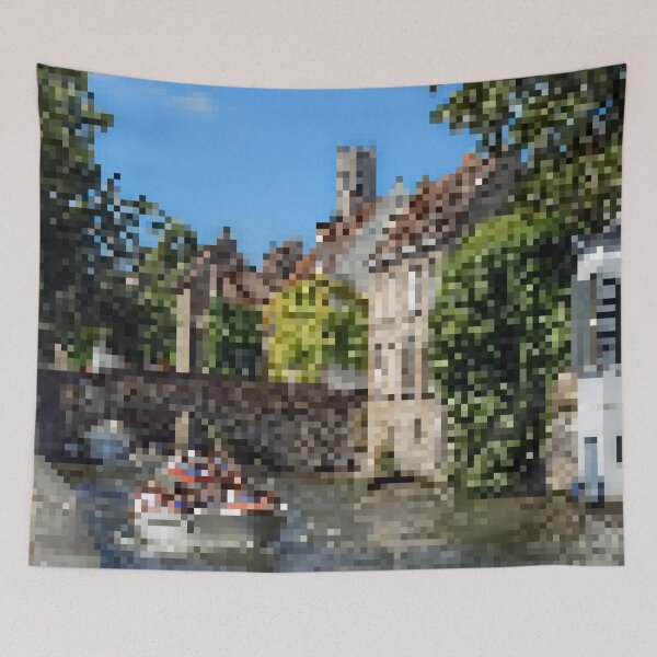 Item preview, Pixelated Belgium Canal Scene designed and sold by Potato Quality Prints.