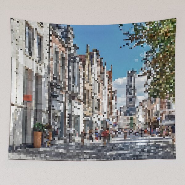 Item preview, Pixelated Belgium Street Scene designed and sold by Potato Quality Prints.