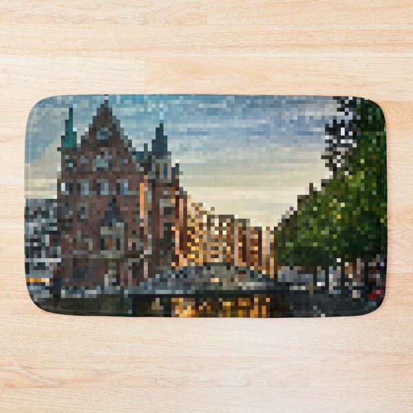 Item preview, Escena pixelada de edificios de Hamburgo designed and sold by Potato Quality Prints.