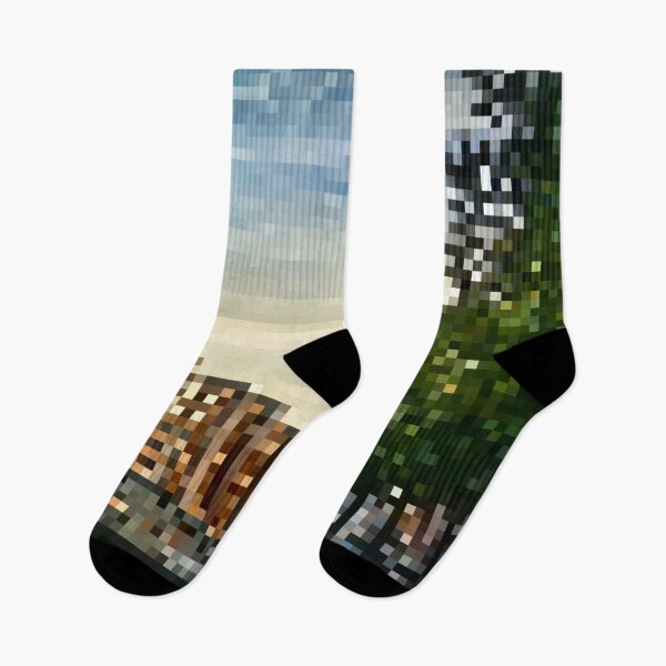 Item preview, Pixelated Hamburg Building Scene designed and sold by Potato Quality Prints.