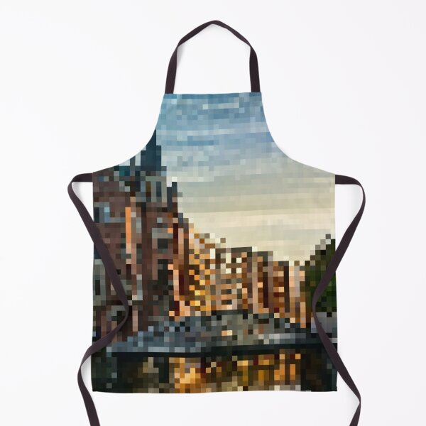 Item preview, Pixelated Hamburg Building Scene designed and sold by Potato Quality Prints.