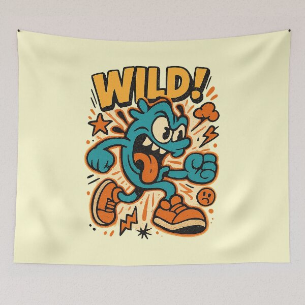Item preview, Wild Blue Monster Running Retro Cartoon Style designed and sold by LUWAKKA.