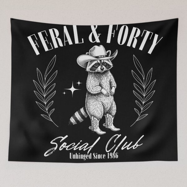 Item preview, Feral and Forty Social Club Since 1986 designed and sold by 9morethan9®.