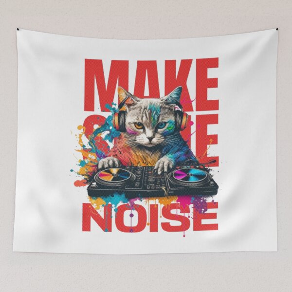 Item preview, Vibrant Abstract DJ Cat Mixer designed and sold by BoldLines StuDio.