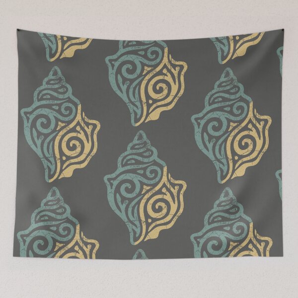 Item preview, Abstract Nautilus Shell Line Art - Teal and Sage Green Boho designed and sold by Hostar2024.