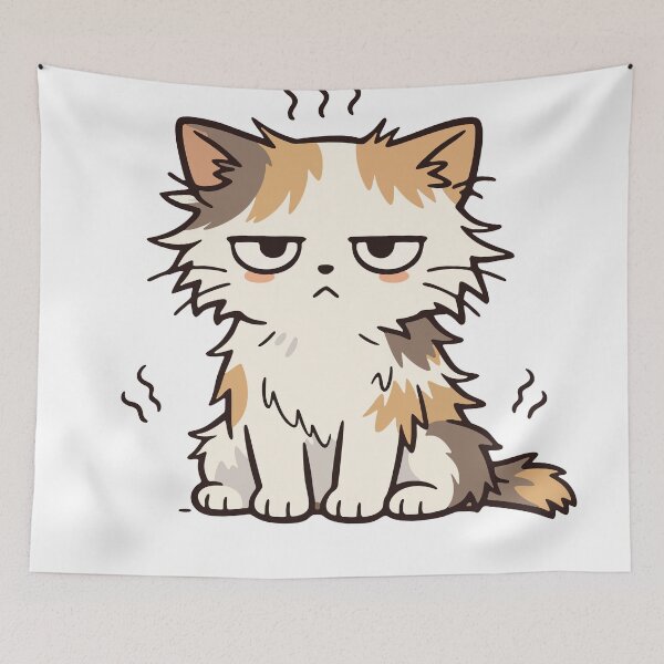 Item preview, Hot Mess Calico: Stressed and Messy Cat Sticker designed and sold by arfindo-indra.