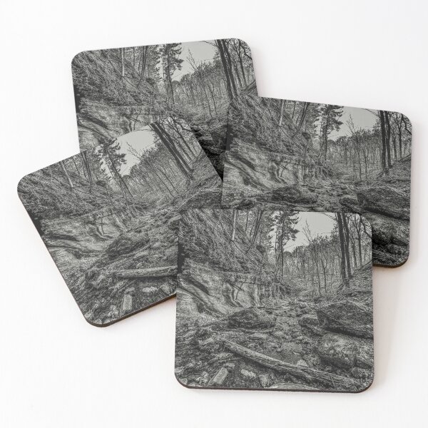 Item preview, Stone Ravine in Black and White – Quiet Forest Landscape designed and sold by aadventures.