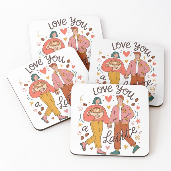 Item preview, Love You a Latte Cute Coffee Couple Illustration Romantic Coffee Art designed and sold by Lulunza.