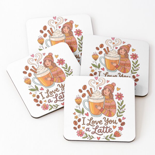 Item preview, I Love You a Latte Cute Coffee Girl Illustration Cozy Coffee Art designed and sold by Lulunza.