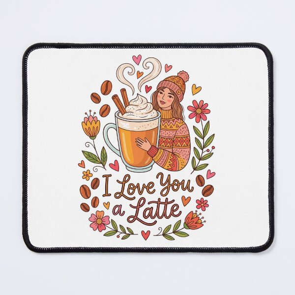 Item preview, I Love You a Latte Cute Coffee Girl Illustration Cozy Coffee Art designed and sold by Lulunza.