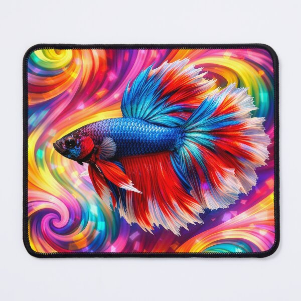 Item preview, Square Pattern Betta Splendens with Colorful Swirls designed and sold by ttrimm.