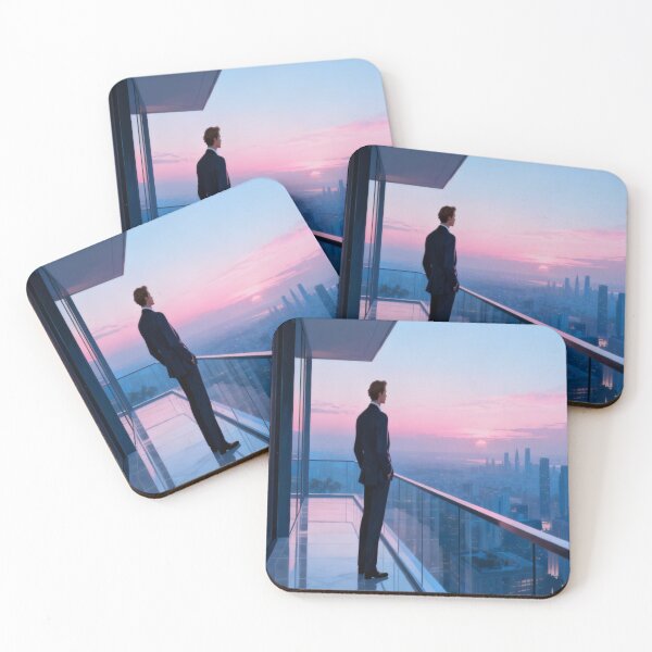 Item preview, Twilight Reflection – Urban Balcony View with Meditative Figure designed and sold by Cristhian Almanza.