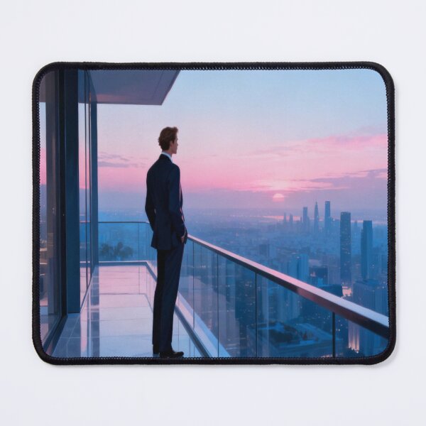 Item preview, Twilight Reflection – Urban Balcony View with Meditative Figure designed and sold by Cristhian Almanza.