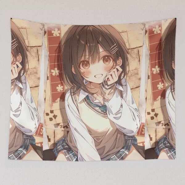 Item preview, Brown Haired Anime Girl Leaning Forward designed and sold by Piotrek0001.
