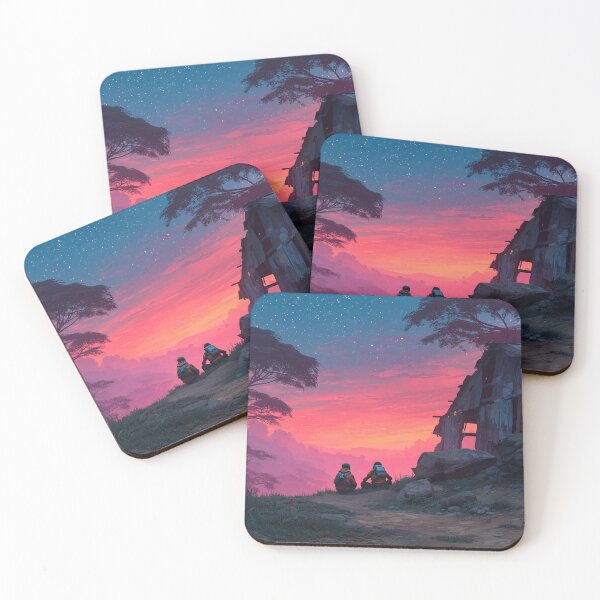 Item preview, Twilight Mountain Gazers | Vibrant Pink Sunset & Starry Sky Expedition designed and sold by MetroEnvision.
