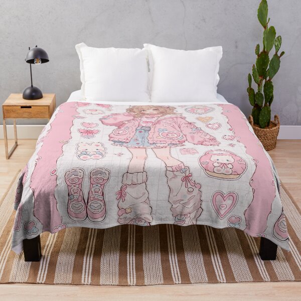 Artikelvorschau, Pastellrosa Anime-Mädchen im flauschigen Mantel entworfen und verkauft von Piotrek0001.