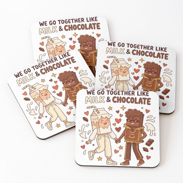 Item preview, We Go Together Like Milk and Chocolate Cute Couple Illustration Funny Love Art designed and sold by Lulunza.