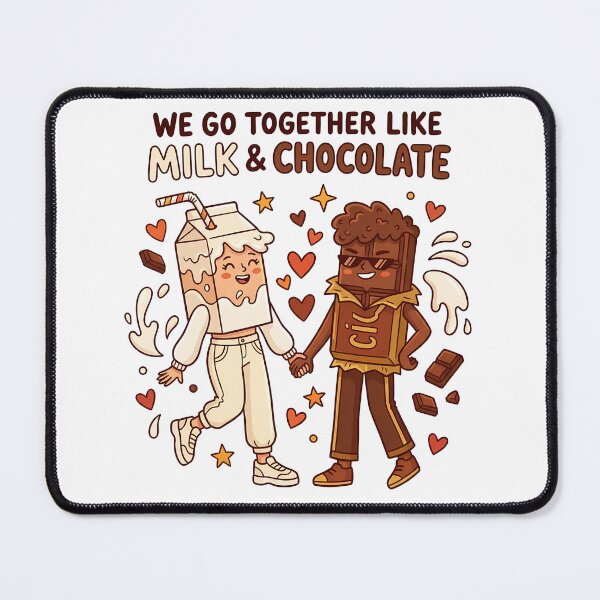 Item preview, We Go Together Like Milk and Chocolate Cute Couple Illustration Funny Love Art designed and sold by Lulunza.