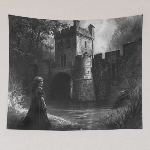 Item preview, Lonely princess beside the castle moat at dusk designed and sold by Rue Design Company.