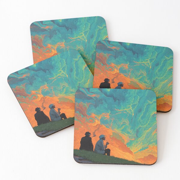 Item preview, Ethereal Skywatchers | Vibrant Swirling Cloud & Sunset Silhouette Art designed and sold by MetroEnvision.