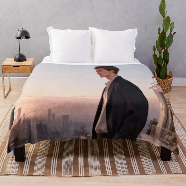 Item preview, Sunset Gaze – Rooftop View with Man in Suit Overlooking City designed and sold by Cristhian Almanza.