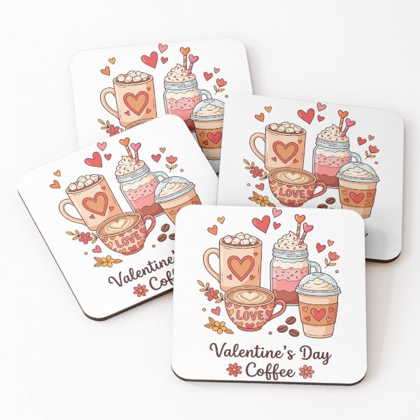 Item preview, Valentine’s Day Coffee Cute Coffee Cups Illustration Romantic Coffee Art designed and sold by Lulunza.