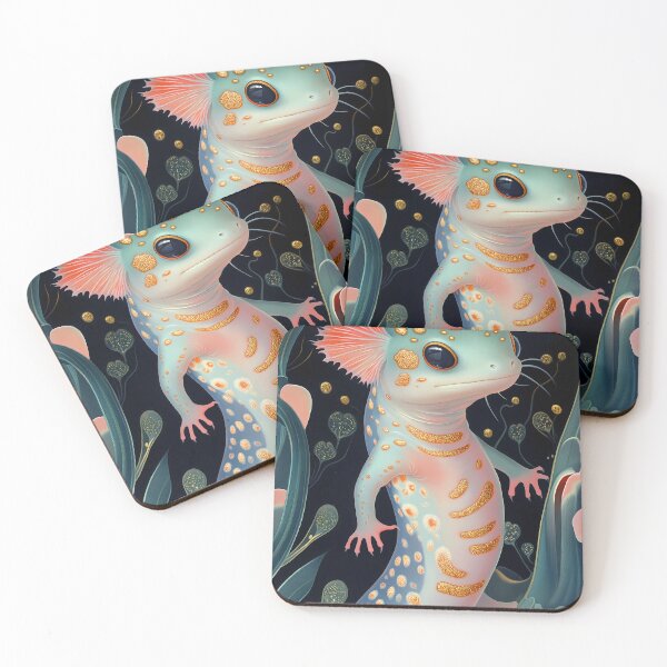 Item preview, Axolotl Underwater Whimsical Aquatic Animal Gold Speckle Art designed and sold by mildaclairmo.