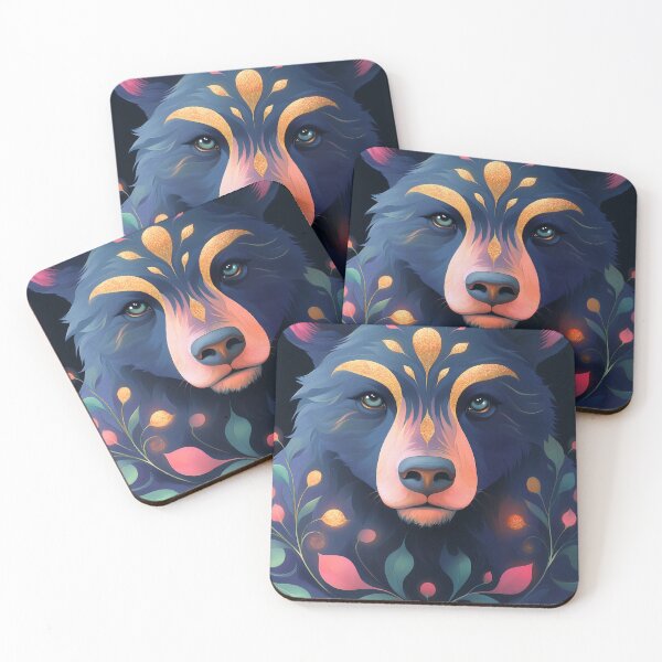 Item preview, Celestial Bear Forest Spirit Gold Glitter Celestial Wildlife Cosmic designed and sold by mildaclairmo.