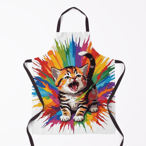 Item preview, Psychedelic Rainbow Kitten Roaring in Colorful Splashes designed and sold by BabeBuddiesArt.