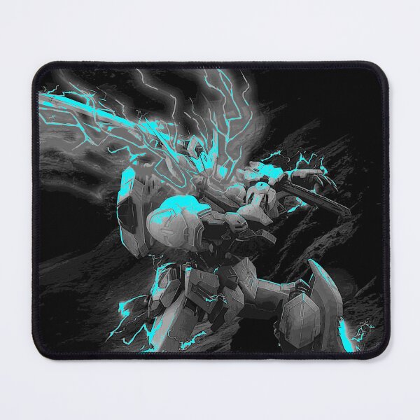 Item preview, Barbatos Gundam on fire vector Digital Artwork black white blue designed and sold by sabartgunpla.