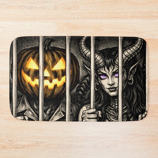 Item preview, Headless Horseman Prison Scene with Demon Beauty – Clean Scratchboard Retro Ink designed and sold by TheHorsemanRidesAgain.