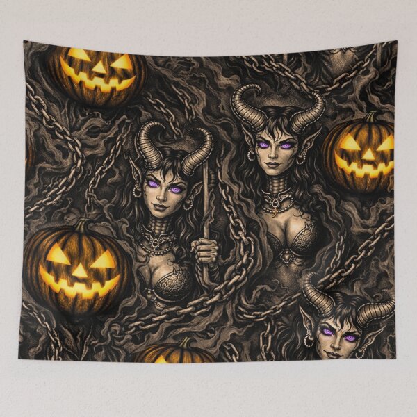 Item preview, Headless Horseman Prison Scene with Demon Beauty – Clean Scratchboard Retro Ink designed and sold by TheHorsemanRidesAgain.
