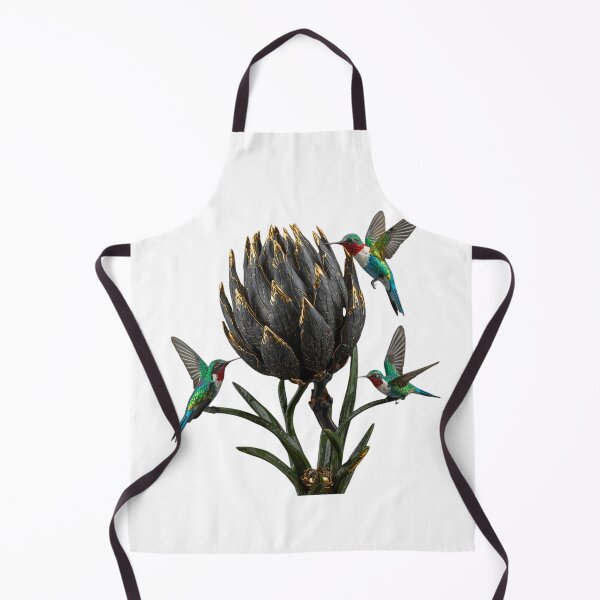 Item preview, Kintsugi Protea Flower With Gold Cracks and Hummingbirds designed and sold by DayMarkThreads.