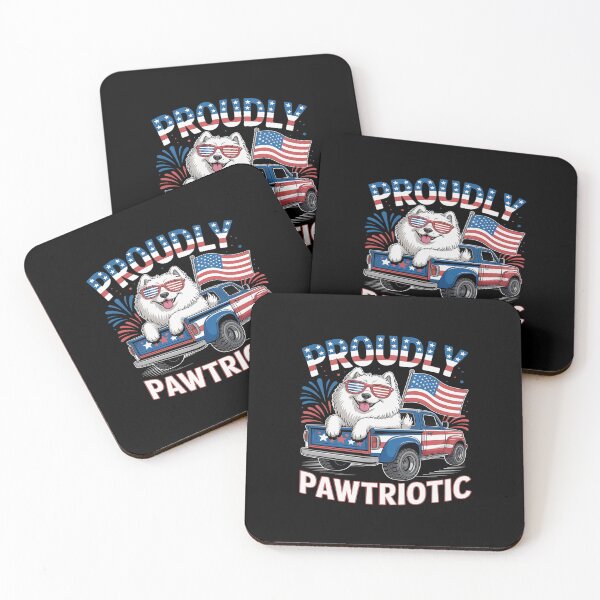 Item preview, Proudly Patriotic 4th July US Flag Samoyed On Monster Truck designed and sold by HORIZBoutique.