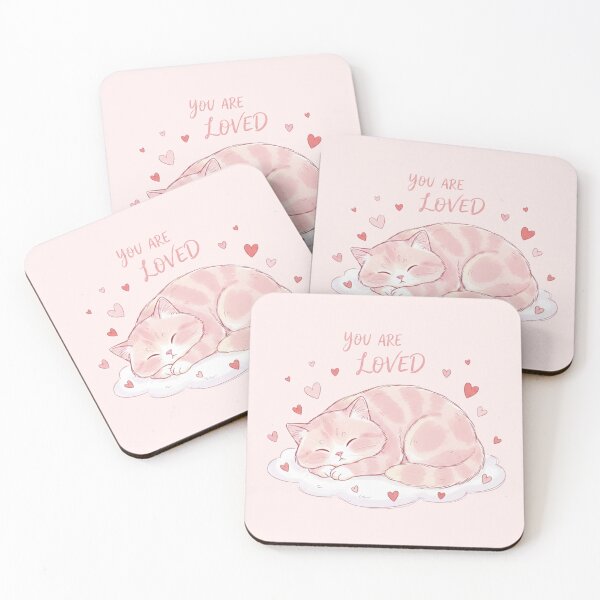 Item preview, Copy of a pink cat among pink hearts designed and sold by CozyPaws Studio.