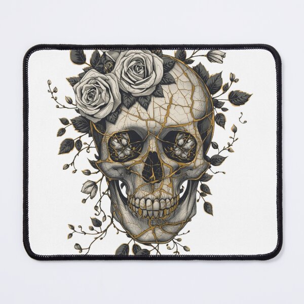 Item preview, Kintsugi Botanical Skull Gothic Illustration designed and sold by DayMarkThreads.