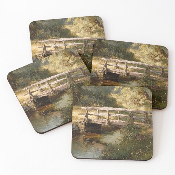 Item preview, Sunlit Stream Bridge - Impressionist Countryside Landscape designed and sold by Teepot888.