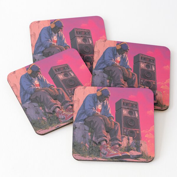 Item preview, Melancholic Sunset Beats | Stylized Urban Youth with Retro Speaker designed and sold by MetroEnvision.