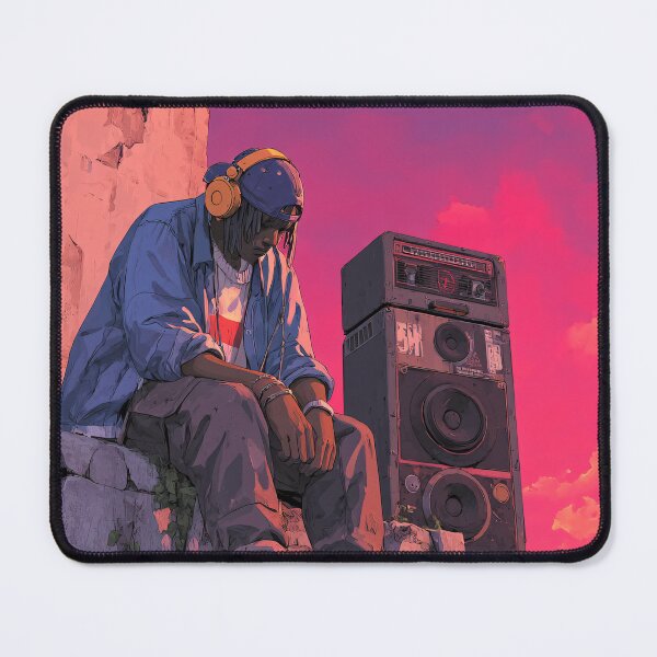 Item preview, Melancholic Sunset Beats | Stylized Urban Youth with Retro Speaker designed and sold by MetroEnvision.